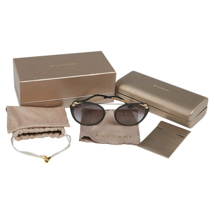 Pre Owned Bvlgari Black/ Grey Gradient Serpenti 6095 Cat Eye Sunglasses 