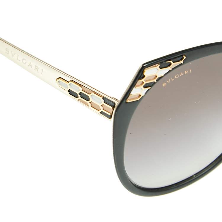 Pre Owned Bvlgari Black/ Grey Gradient Serpenti 6095 Cat Eye Sunglasses 