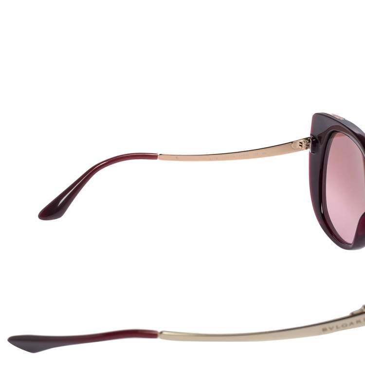 Pre Owned Bvlgari Burgundy / Burgundy Gradient 8178 Cat Eye Sunglasses