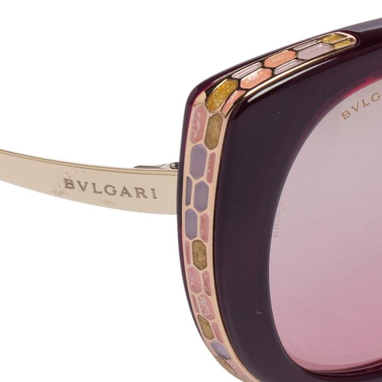 Pre Owned Bvlgari Burgundy / Burgundy Gradient 8178 Cat Eye Sunglasses