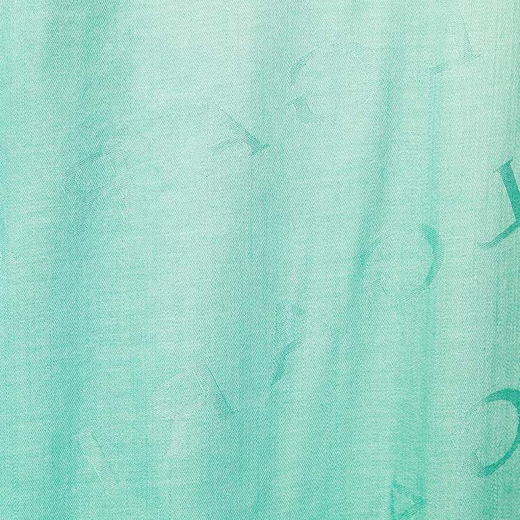 Pre Owned Bvlgari Turquoise Logo Jacquard Cashmere & Silk Square Scarf