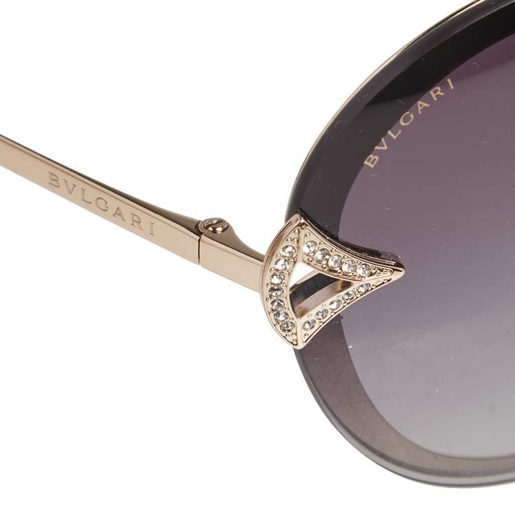 Pre Owned Bvlgari Black / Grey Gradient 6101B Diva's Dream Oval Sunglasses