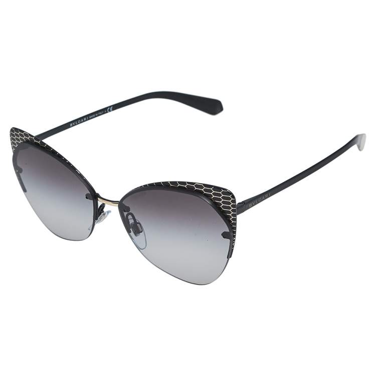 Pre Owned Bvlgari Black / Grey Gradient Serpenti BV 6096 Cat Eye Sunglasses