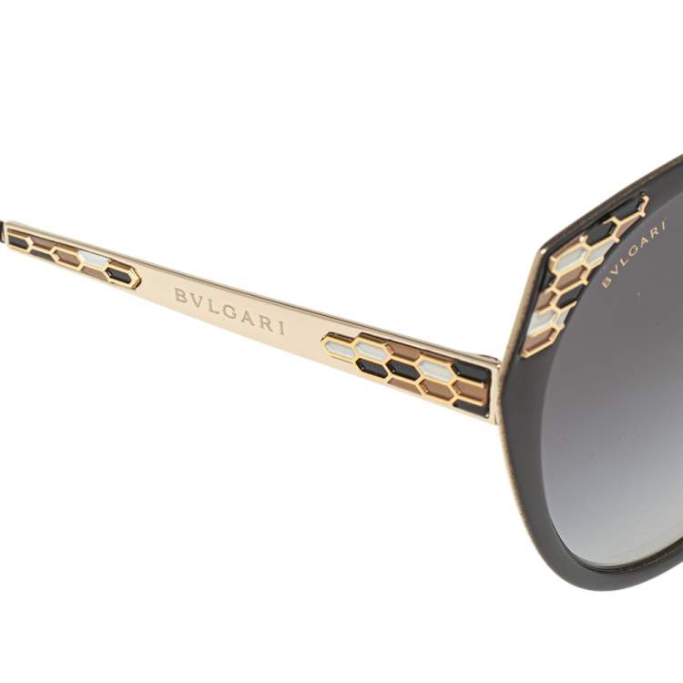 Pre Owned Bvlgari Black Acetate Serpenti 6095 Gradient Cat Eye Sunglasses