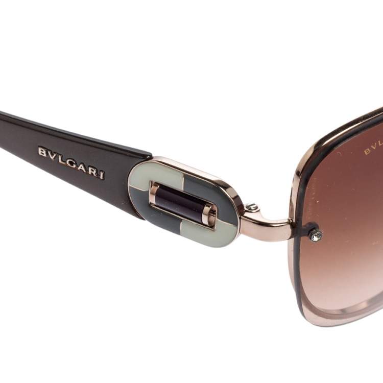 Pre Owned Bvlgari Brown Acetate 6053-B Gradient Aviator Sunglasses