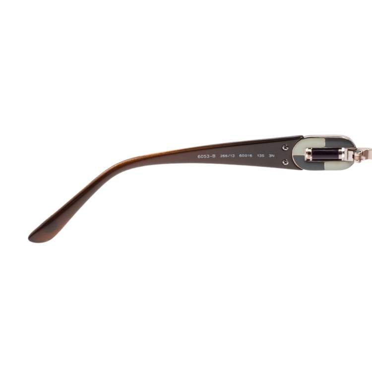 Pre Owned Bvlgari Brown Acetate 6053-B Gradient Aviator Sunglasses