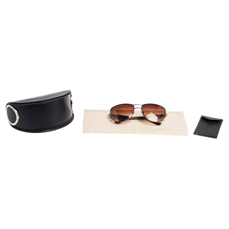 Pre Owned Bvlgari Brown Acetate 6053-B Gradient Aviator Sunglasses
