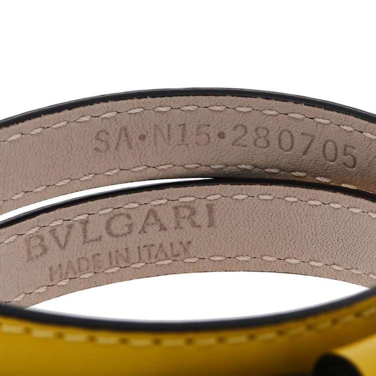 Pre Owned Bvlgari Serpenti Forever Yellow Leather Double Coil Bracelet