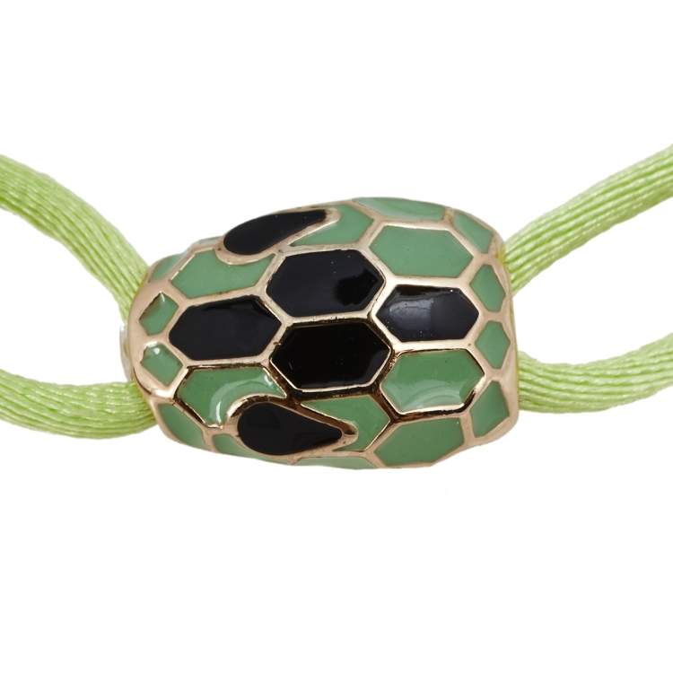 Pre Owned Bvlgari Serpenti Forever Mint Green Adjustable Cord Bracelet 