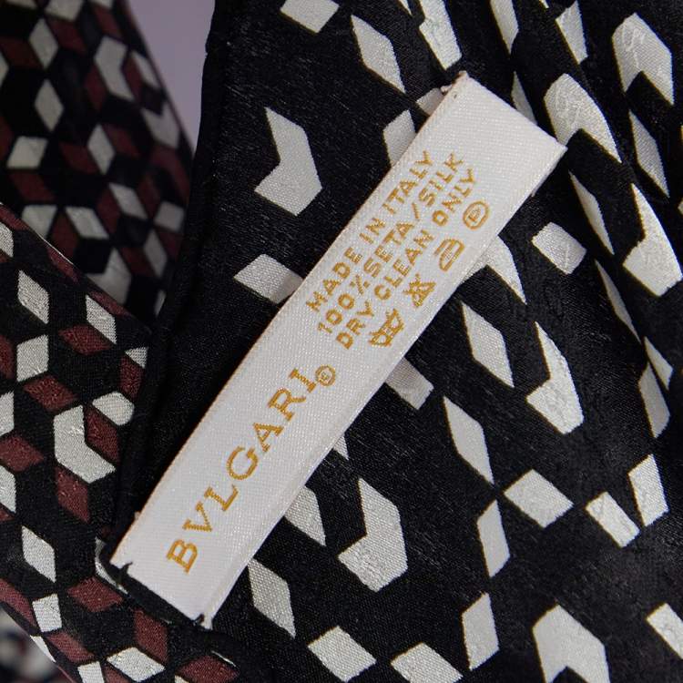 Pre Owned Bvlgari Black Geometric Print Silk Stole