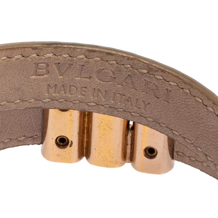 Pre Owned Bvlgari Metallic Karung Leather Double Coiled Bracelet