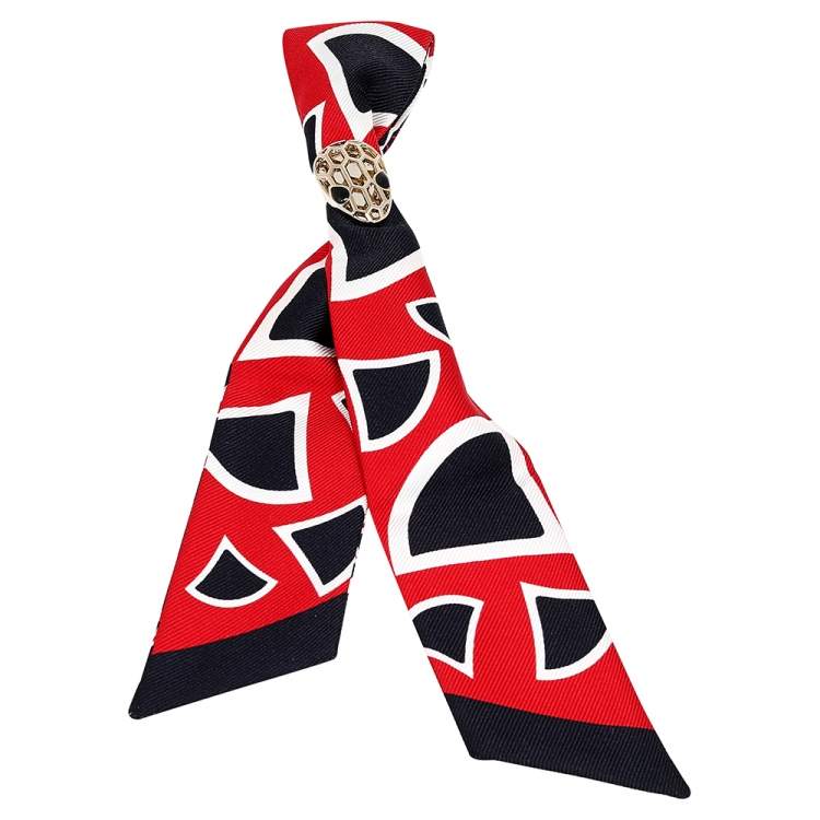 Pre Owned Bvlgari Multicolor Printed Silk Tie Me Shelley Bandeau Scarf