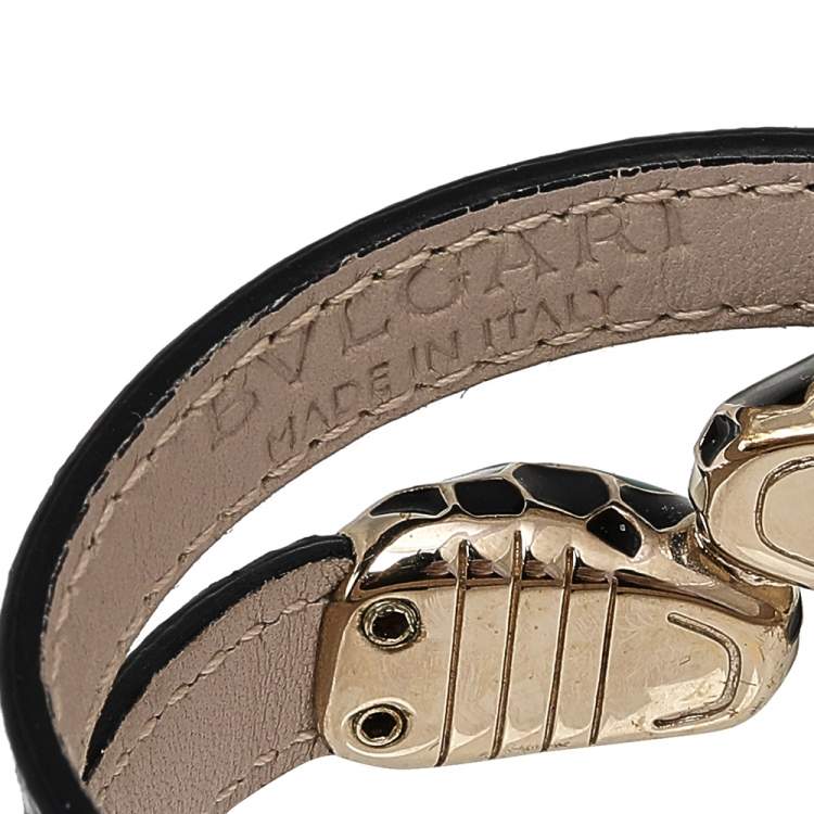 Pre Owned Bvlgari Serpenti Forever Navy Blue Python Leather Double Coiled Bracelet