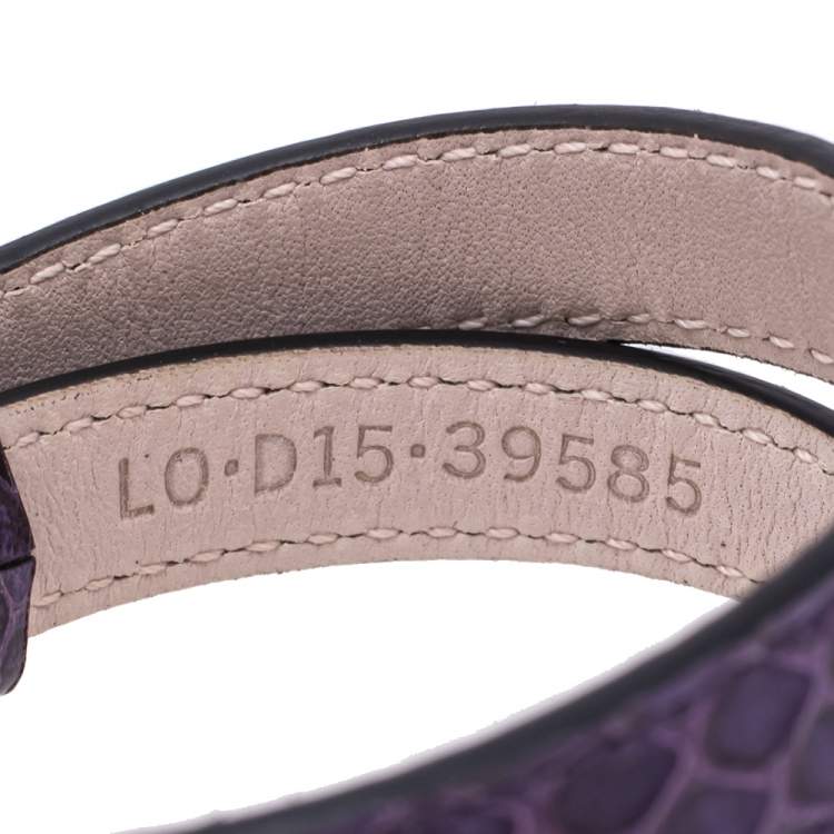 Pre Owned Bvlgari Serpenti Forever Purple Leather Double Coiled Bracelet