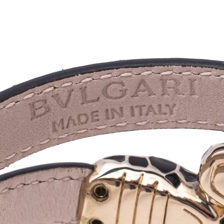 Pre Owned Bvlgari Serpenti Forever Purple Leather Double Coiled Bracelet