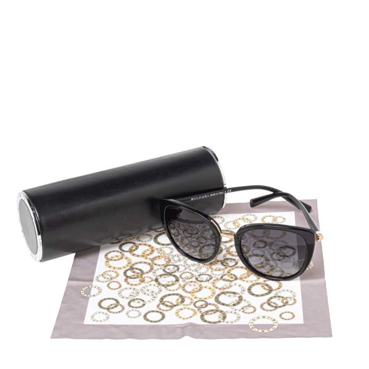 Pre Owned Bvlgari Black/Grey Gradient 8177 Cat-Eye Sunglasses