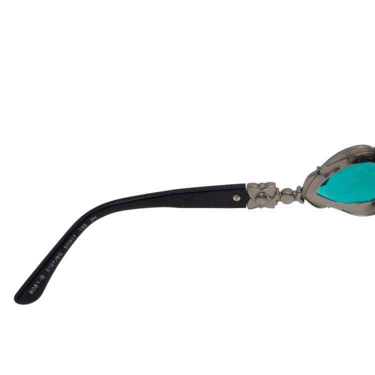 Pre Owned Bvlgari Black/ Grey Gradient 8081-B Crystal Oversized Square Sunglasses