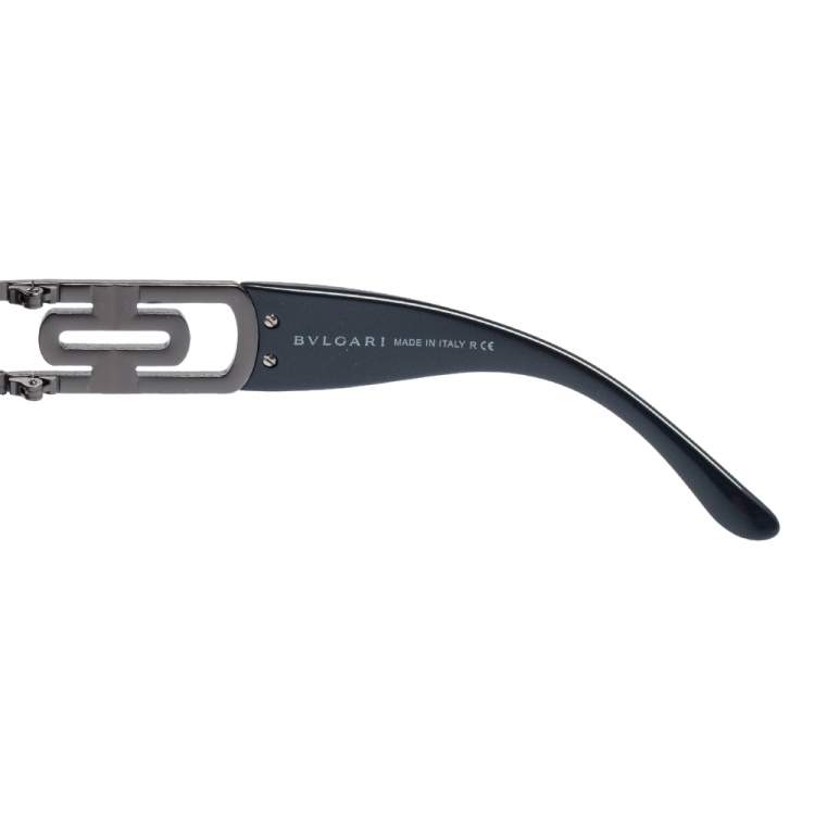 Pre Owned Bvlgari Black Acetate 6012 Jeweled Temple Gradient Aviator Sunglasses