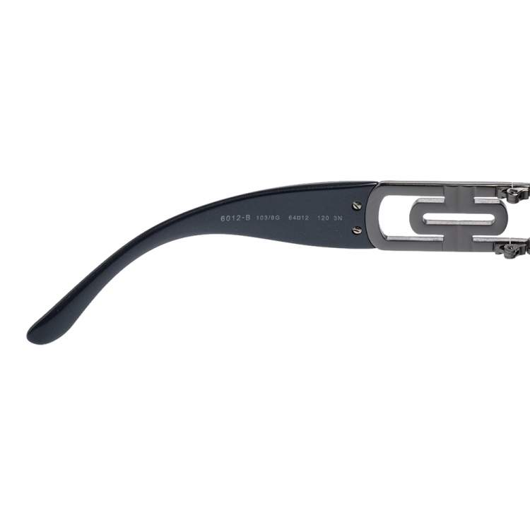 Pre Owned Bvlgari Black Acetate 6012 Jeweled Temple Gradient Aviator Sunglasses