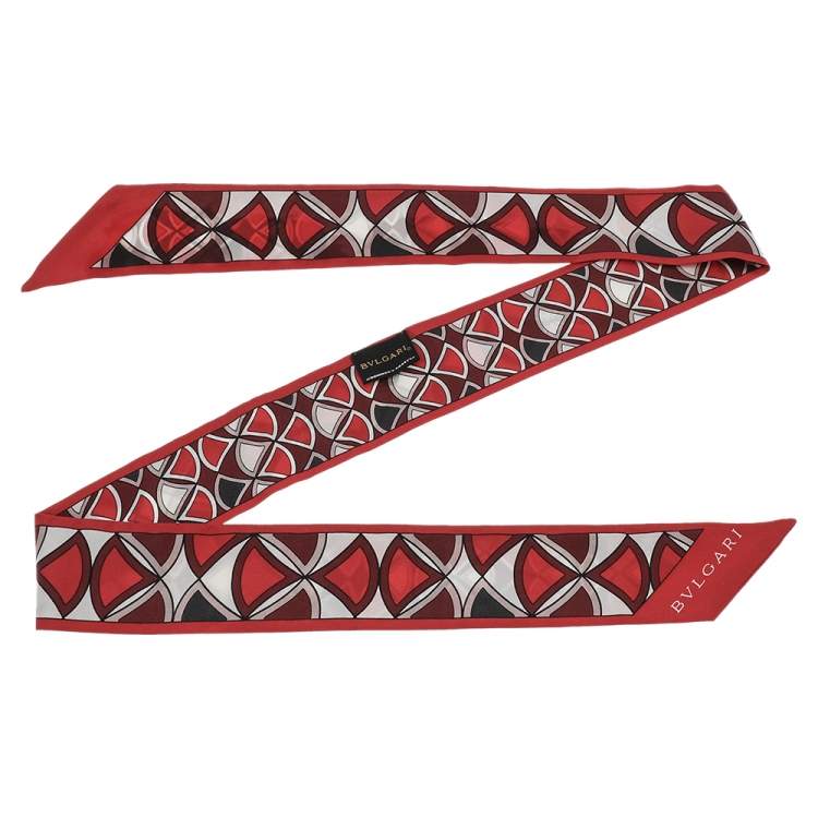 Pre Owned Bvlgari Red Divas Dream Silk Shelley Bandeau 
