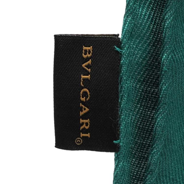 Pre Owned Bvlgari Green Logomania Silk Wool Stole