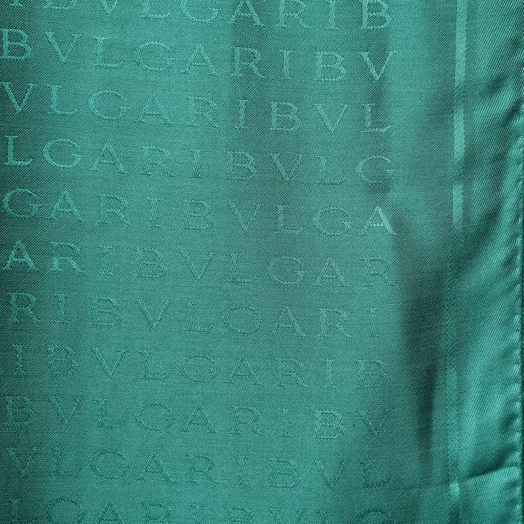 Pre Owned Bvlgari Green Logomania Silk Wool Stole