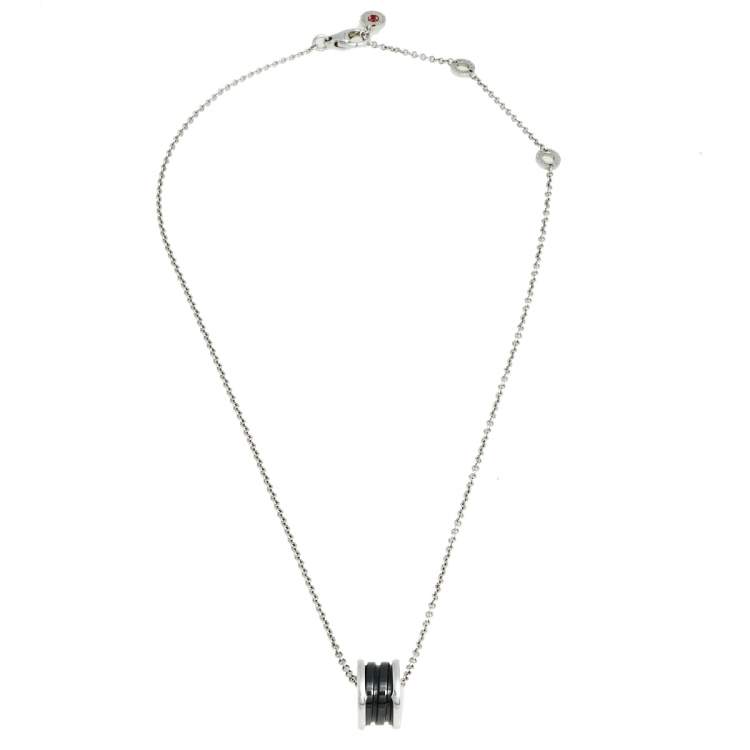 Pre Owned Bvlgari Save The Children B.Zero1 Black Ceramic Silver Pendant Necklace
