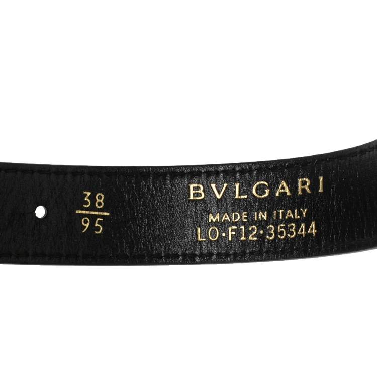 Pre Owned Bvlgari Black Leather Double Wrap Serpenti Belt 95 CM