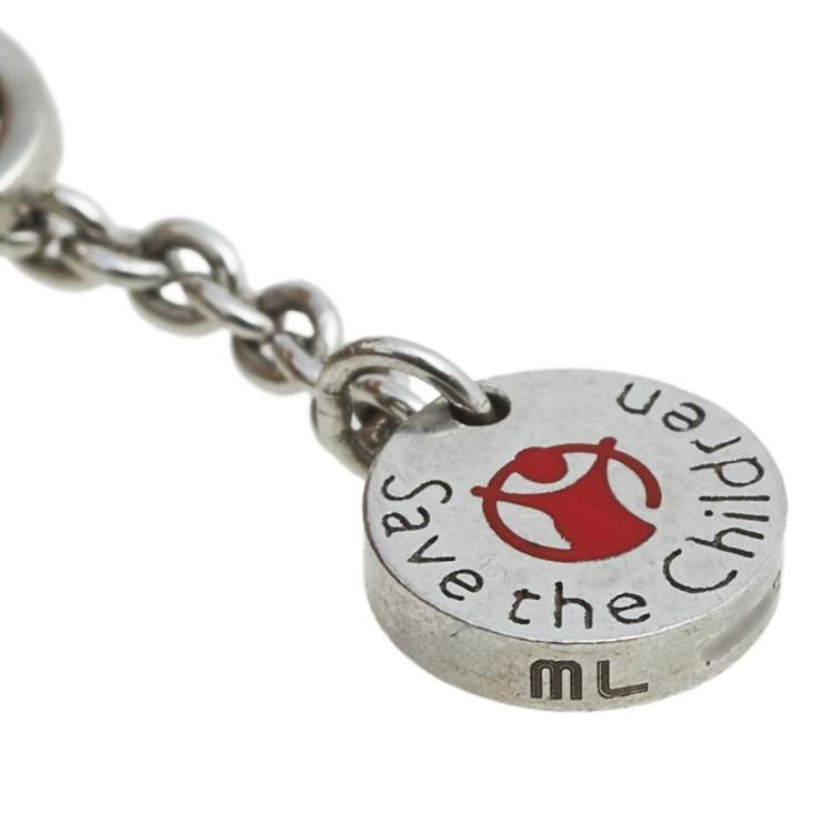 Pre Owned Bvlgari B.Zero1 Save the Children Black Ceramic Sterling Silver Bracelet M/L