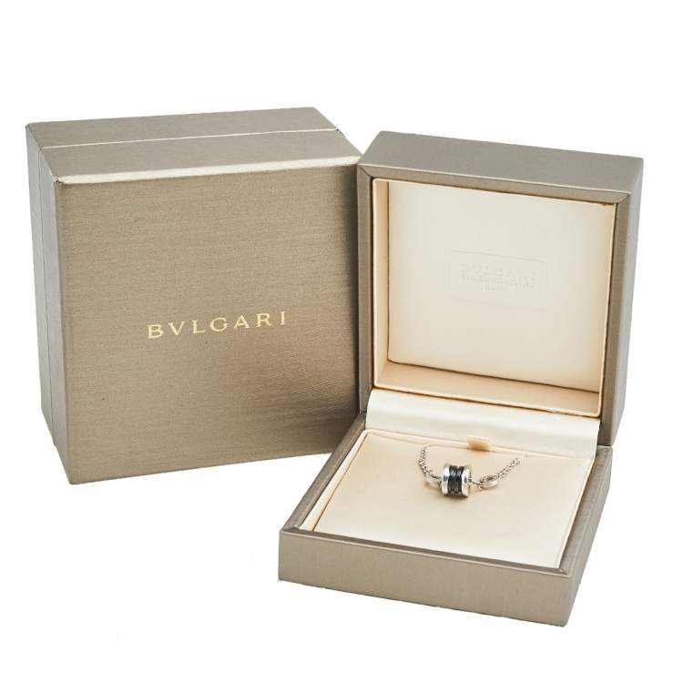 Pre Owned Bvlgari B.Zero1 Save the Children Black Ceramic Sterling Silver Bracelet M/L