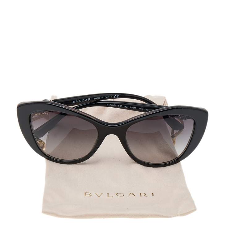 Pre Owned Bvlgari Black Gradient 8168-B Embellished Cat Eye Sunglasses