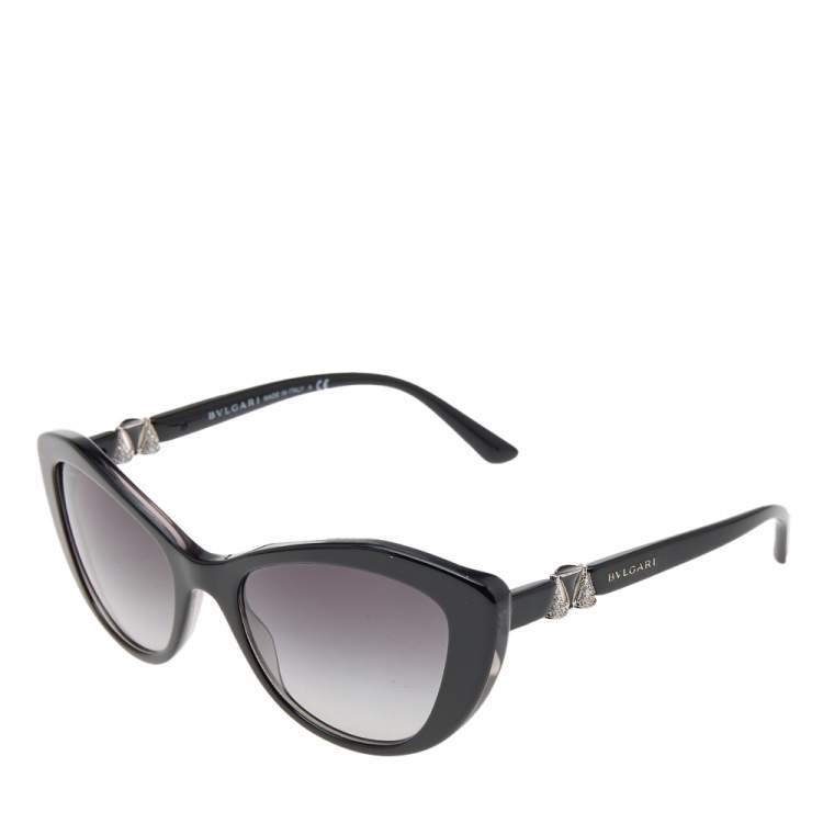Pre Owned Bvlgari Black Gradient 8168-B Embellished Cat Eye Sunglasses