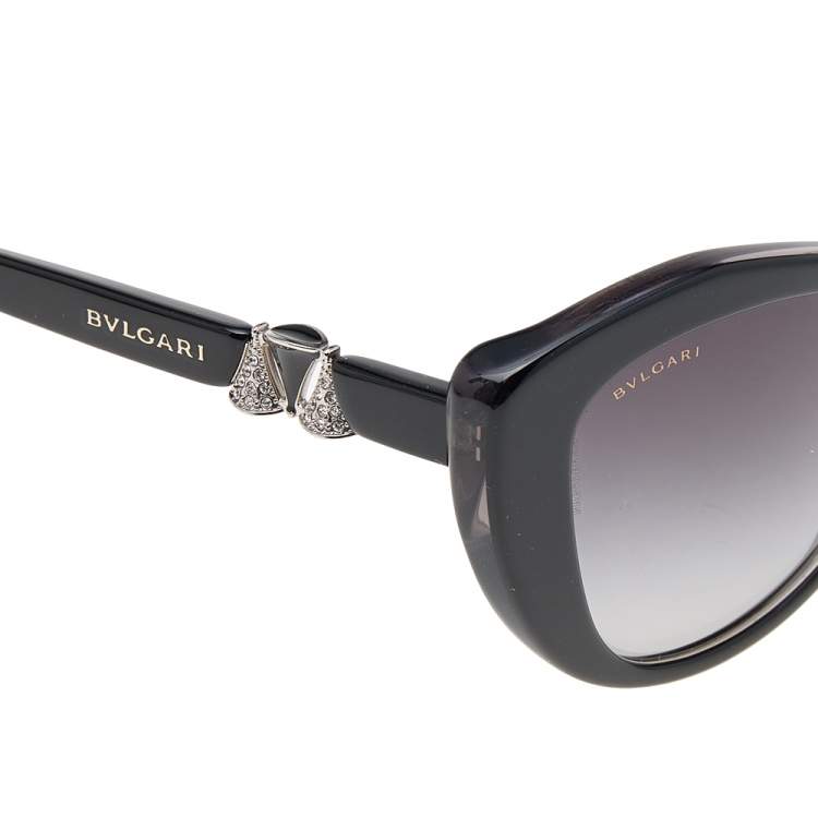 Pre Owned Bvlgari Black Gradient 8168-B Embellished Cat Eye Sunglasses