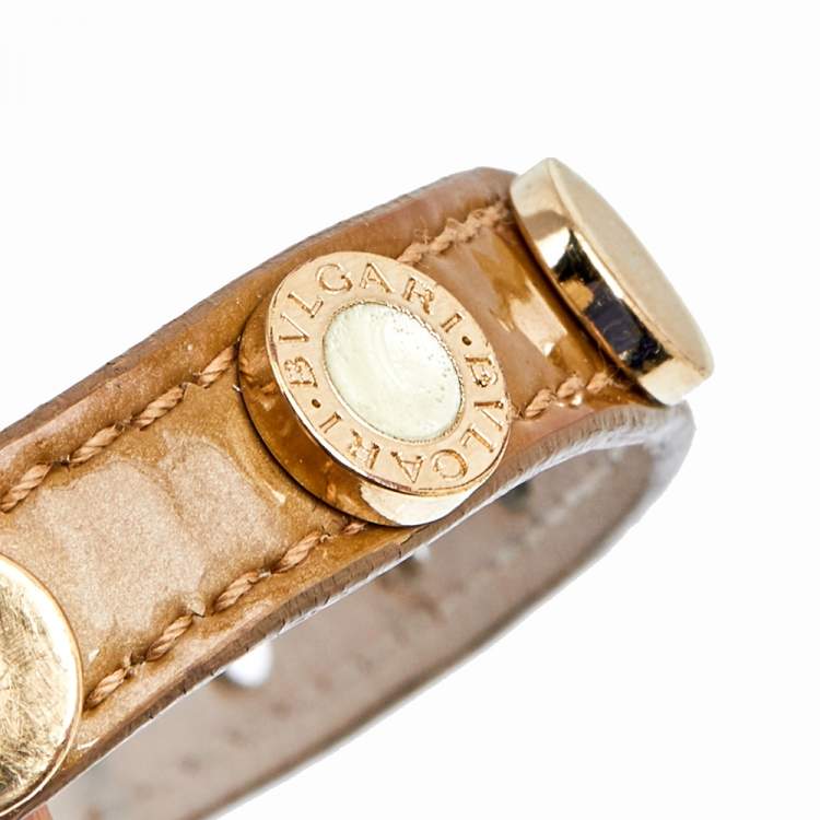 Pre Owned Bvlgari Beige Reversible Studded Enamel Le Bracelet