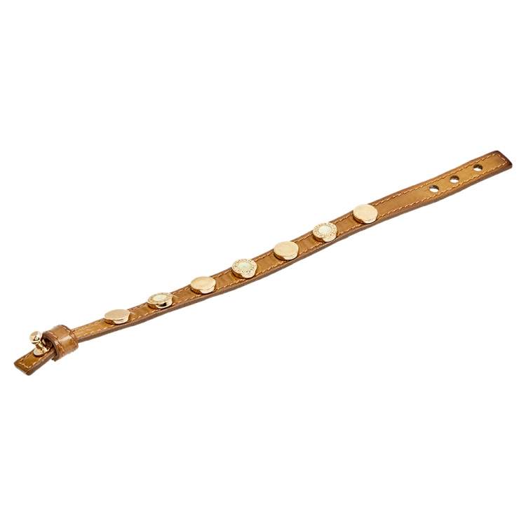 Pre Owned Bvlgari Beige Reversible Studded Enamel Le Bracelet