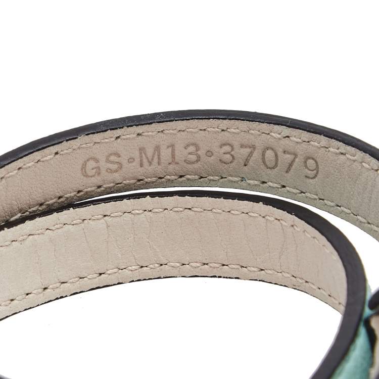 Pre Owned Bvlgari Serpenti Forever Aqua Blue Leather Gold Plated Double Coiled Bracelet