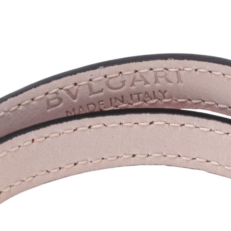 Pre Owned Bvlgari Serpenti Forever Red Leather Gold Plated Double Wrap Bracelet