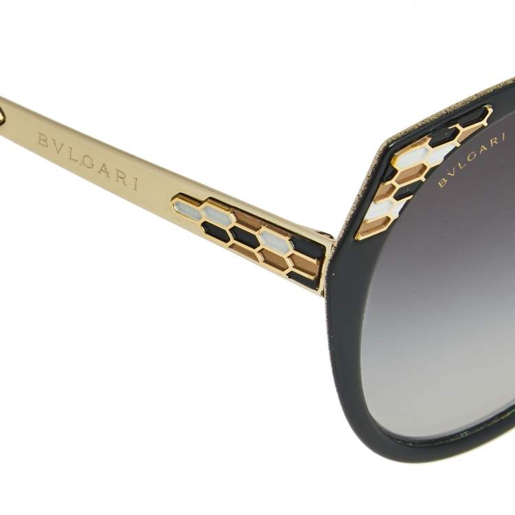 Pre Owned Bvlgari Matte Black/ Grey Gradient 6095 Cat Eye Sunglasses