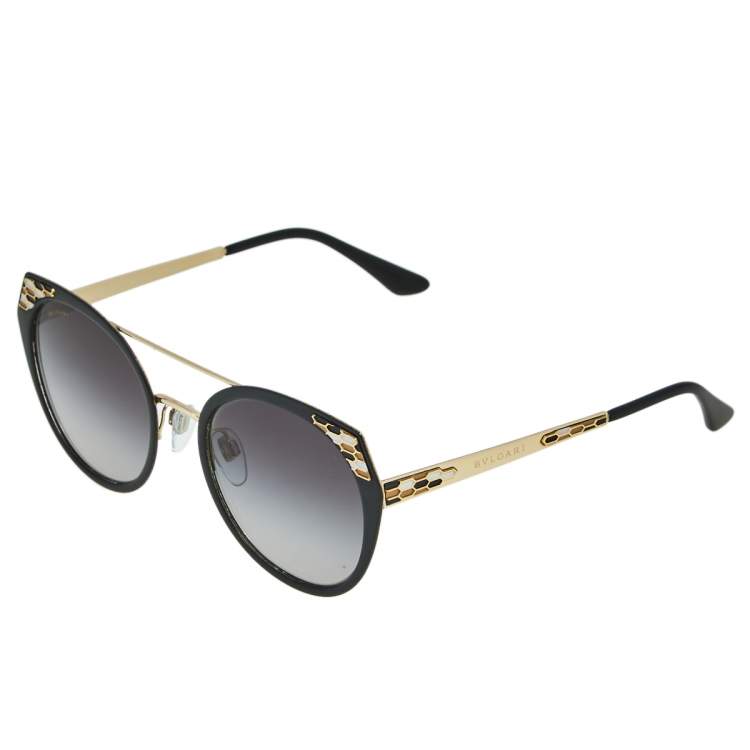 Pre Owned Bvlgari Matte Black/ Grey Gradient 6095 Cat Eye Sunglasses