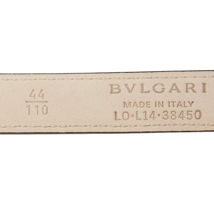 Pre Owned Bvlgari Black Leather Ring Buckle Slim Belt 110CM