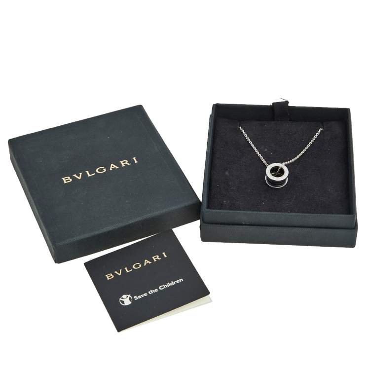 Pre Owned Bvlgari Save The Children B.Zero1 Black Ceramic Silver Pendant Necklace