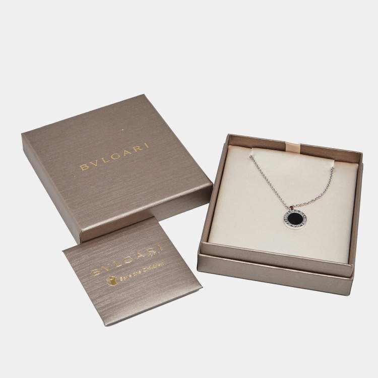 Pre Owned Bvlgari Save the Children Onyx Ruby Sterling Silver Necklace