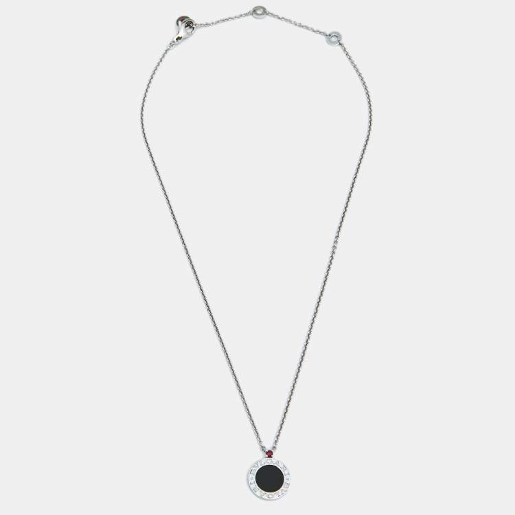 Pre Owned Bvlgari Save the Children Onyx Ruby Sterling Silver Necklace