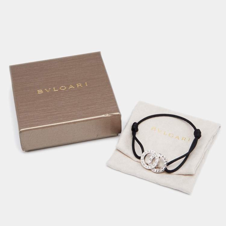 Pre Owned Bvlgari Bvlgari Interlocking Circles Sterling Silver Adjustable Cord Bracelet