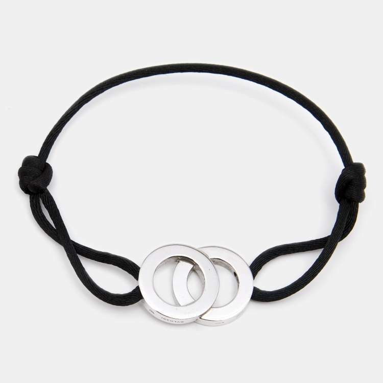 Pre Owned Bvlgari Bvlgari Interlocking Circles Sterling Silver Adjustable Cord Bracelet