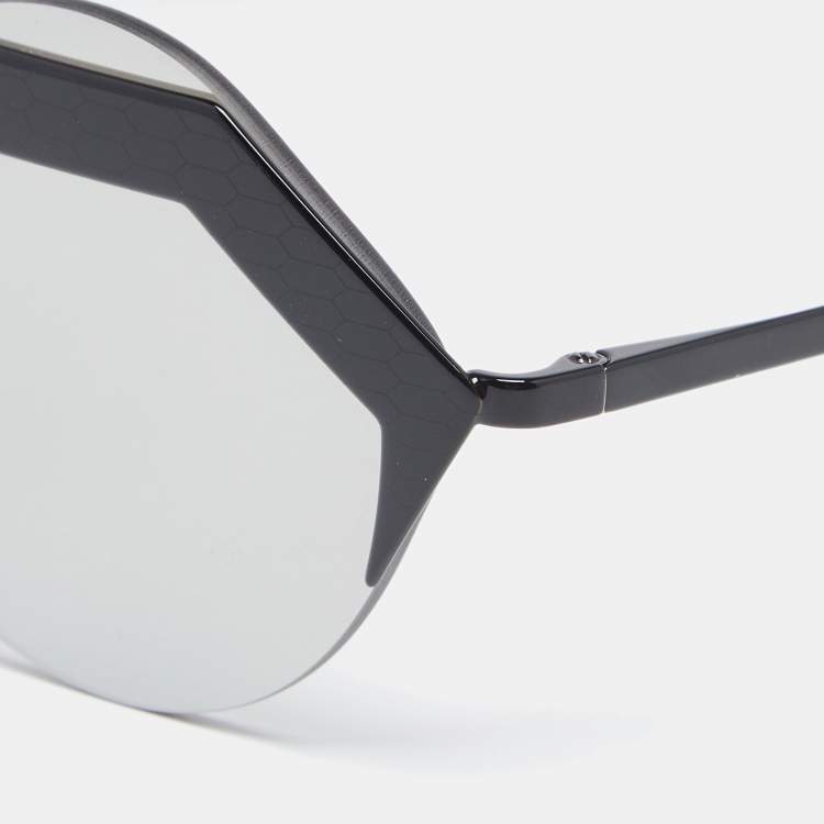 Pre Owned Bvlgari Black 6089 Round Mirrored Sunglasses