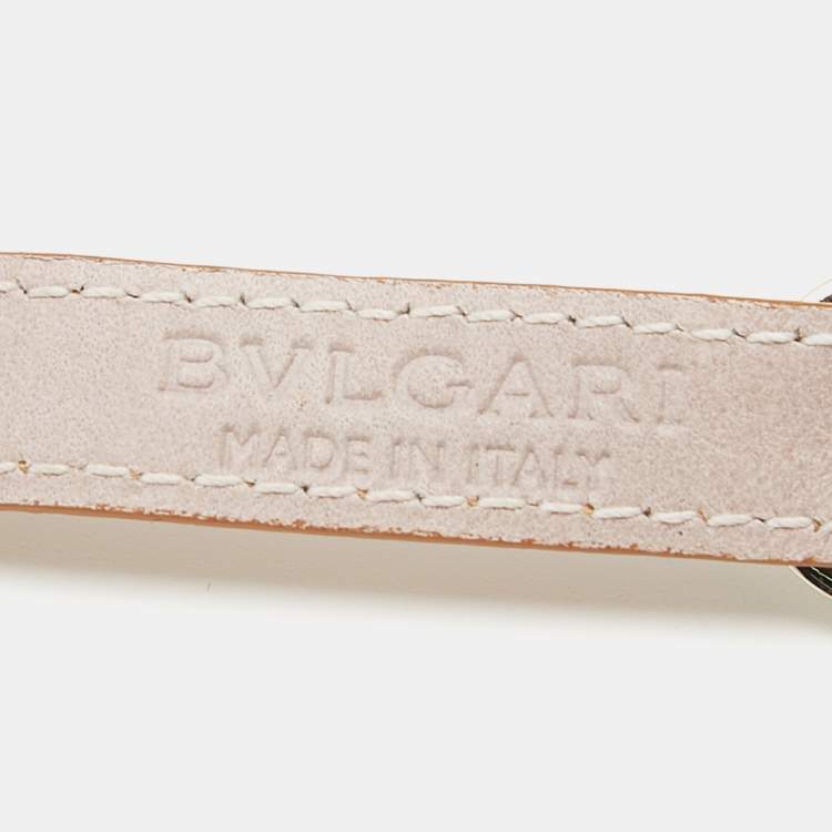 Pre Owned Bvlgari Tan Leather Gold Tone Double Coiled Wrap Bracelet