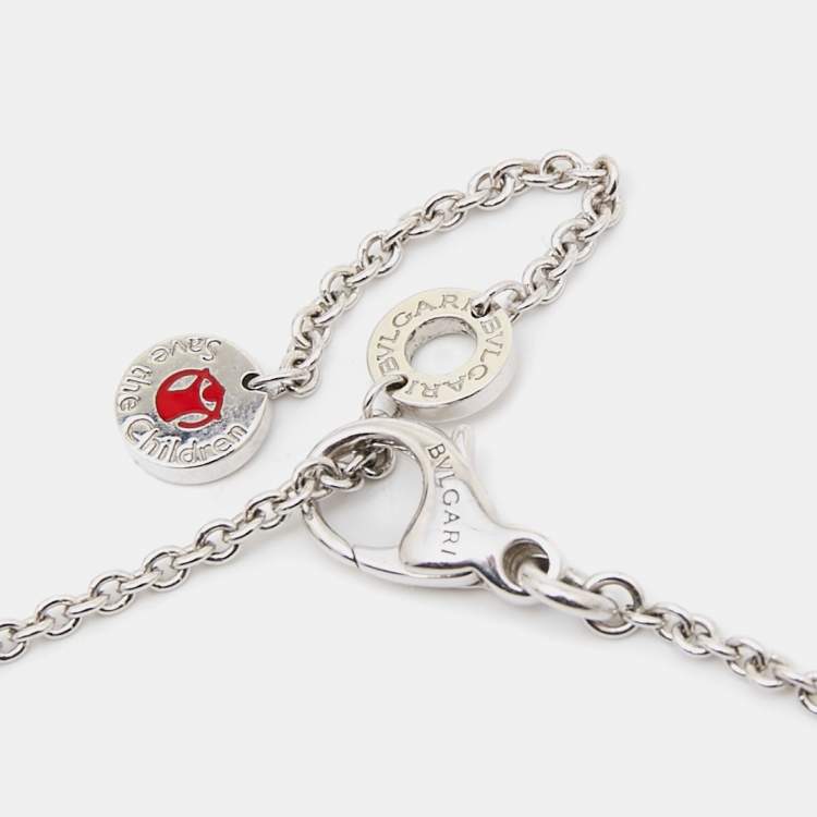 Pre Owned Bvlgari Save The Children Black Ceramic Sterling Silver Pendant Necklace