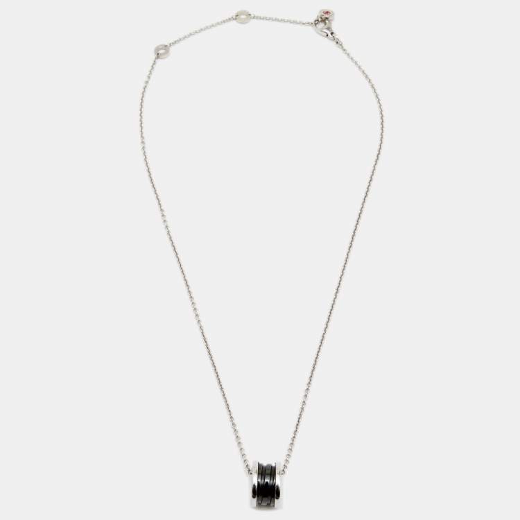 Pre Owned Bvlgari B.Zero1 Save The Children Black Ceramic Sterling Silver Pendant Necklace