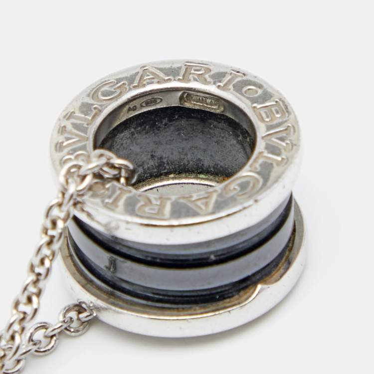 Pre Owned Bvlgari B.Zero1 Save The Children Black Ceramic Sterling Silver Pendant Necklace